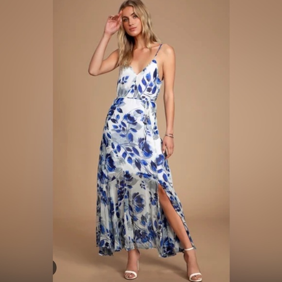 Carlotta Blue and White Floral Print Sleeveless
Maxi Dress - Picture 10 of 14